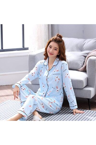 GENERAL Women'S Pajama Set Women'S Pure Cotton Pajama Set Pure Color Striped ...