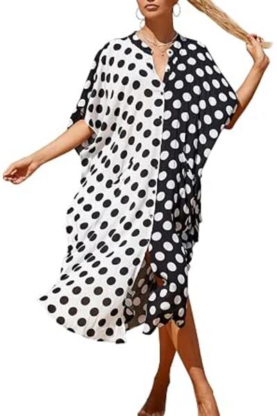 GENERAL Women's Bohemian Kaftan Maxi Loungewear Oversized Nightgown Homewear ...
