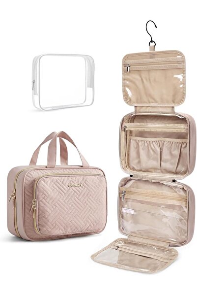 BAGSMART Toiletry Bag Hanging Travel Makeup Organizer with TSA Approved Trans...