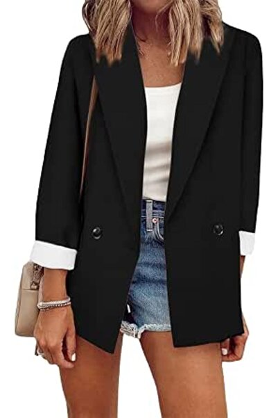 YMing Women's Blazer, Elegant Loose Cardigan Jacket with Lapel Collar, Notch ...