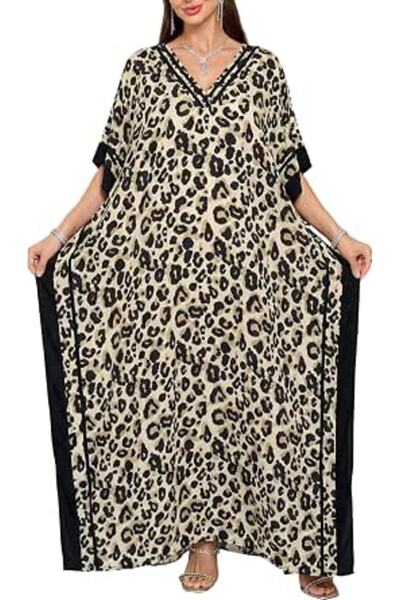 GENERAL Women's Cotton Kaftan Loungewear Boho Homewear Oversized Kimono Maxi ...