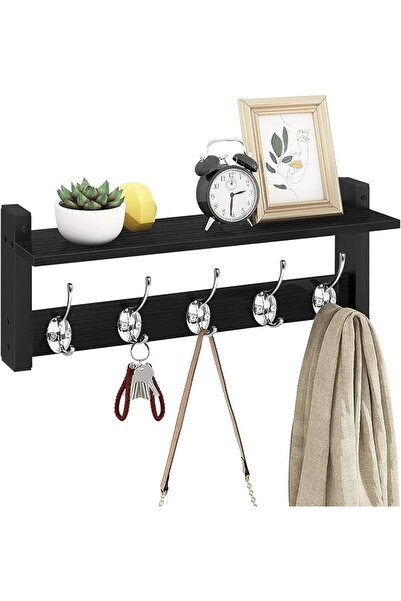 Homode Wall Hooks with Shelf, Wood Coat Rack with Shelf Wall-Mounted, Entrywa...