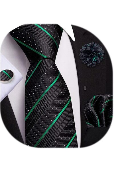 Dubulle Mens Paisely Silk Tie for Men Necktie and Pocket Square Set
