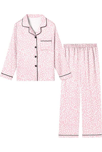 GENERAL Schbbbta Girls Boys Satin Pajamas Set, 2Piece Silk Nightwear Button-D...