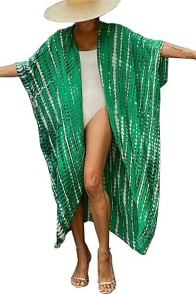 GENERAL Women's Summer Long Beach Dress Kimono Maxi Kaftan Cover ups