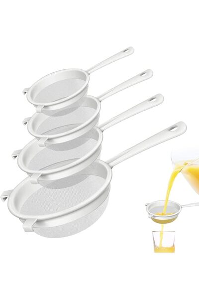 MAKINGTEC Plastic Mesh Strainers,4 Pcs Nylon Fine Mesh for Kitchen with Handl...