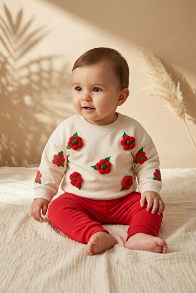 Babydonat طقم أطفال من قطعتين من القطن بتصميم زهرة ديزي بلوم، سويت شيرت كريمي...