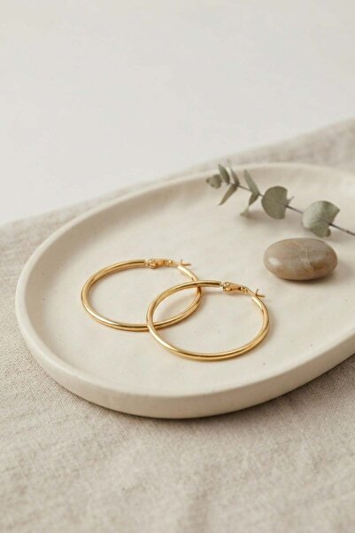 Inure Jewelry 316L Steel Gold Color 36 mm Hoop Earrings