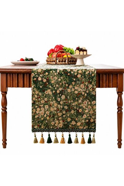 Generic Brand Printed tassel table runner – Cotton – Vintage style – Decorati...