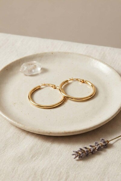 Inure Jewelry 316L Steel Gold Color 28 mm Hoop Earrings