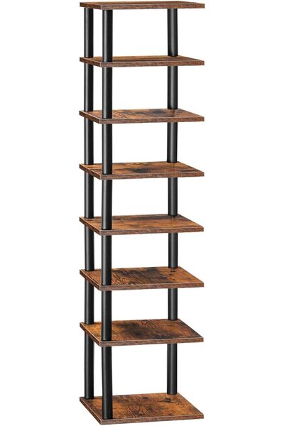 HOOBRO Vertical Shoe Rack for Small Space, 8-Tier Corner Shoes Shelf, Tall Sh...