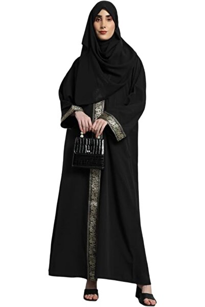 styleville.in Black Solid Abaya with hijab for women