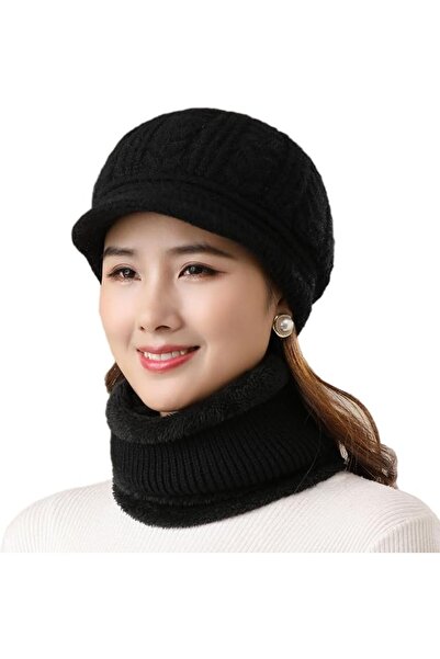 GENERAL Womens Winter Beanie Hat Scarf,Fleece Lining Warm Knitted Slouchy Bea...