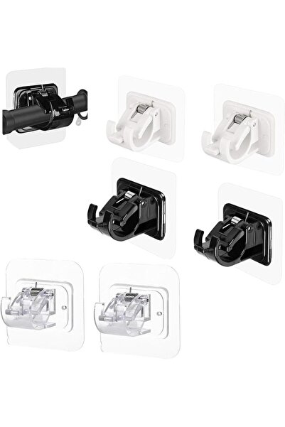 ALMEKAQUZ 6pcs Rod Holders, No Drill Curtain Rod Brackets, Self Adhesive Curt...