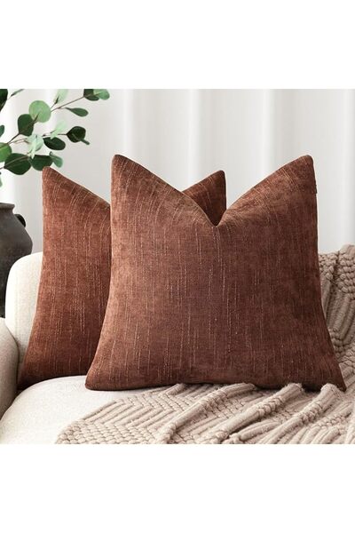 Foindtower Pack of 2 Soft Textured Throw Decorative Pillow Covers Square Acce...
