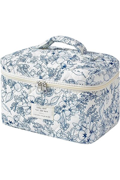 uekeboag Large Travel Makeup Bag for Women Quilted Floral Cotton Cosmetic Bag...