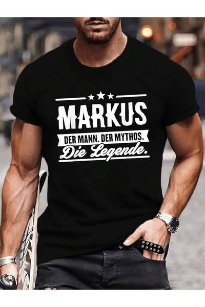 26LIK MARKUS THE MYTH Men's Short Sleeve T-Shirt - Markus The Myth Print Roun...