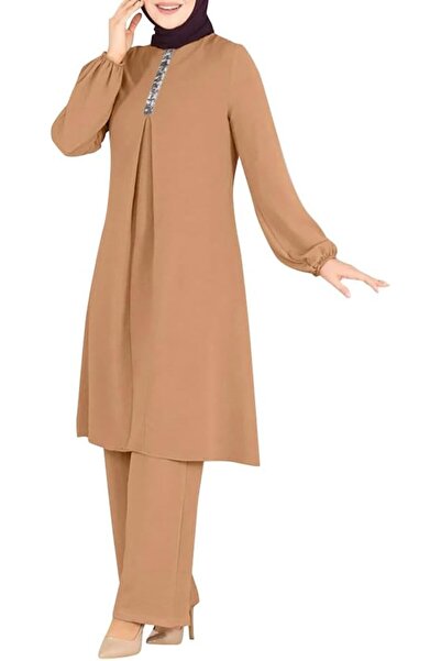 GENERAL عباءة نسائية إسلامية بأكمام طويلة وفضفاضة مع بنطلون، طقم من قطعتين لل...