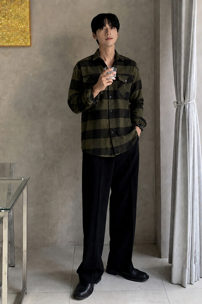 Tarz Cool Men's Plaid Lumberjack Shirt Comfortable Fit Long Sleeve Double Poc...