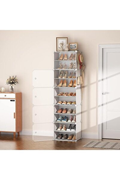 UANDME 10 Tiers Shoe Rack, Portable 20 Pair Shoe Organizer for Closet, Hooks ...