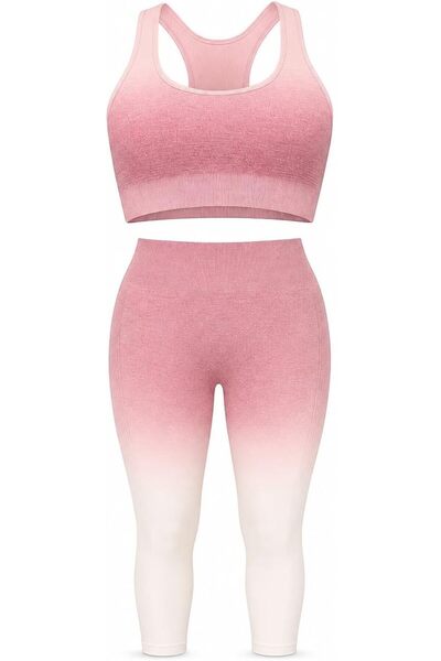 fitto 2 Pieces Armour Set - High Waisted Seamless Leggings with Sports half S...