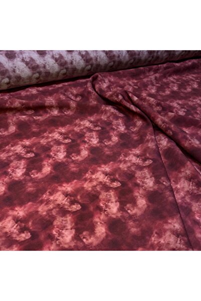 Bursa Kumaş Noktası Bordo Batik Desenli Dökümlü Mango Şifon Kumaş Çift En