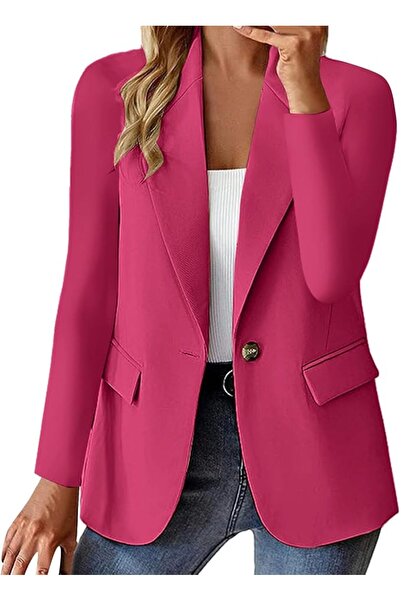 GENERAL Suit Jackets for Women Open Front Long Sleeve Formal Lapel Button Dow...