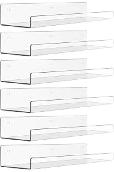 AOHRYME 15 Inch Clear Acrylic Shelves for Wall Floating Shelves Wall Mounted ...