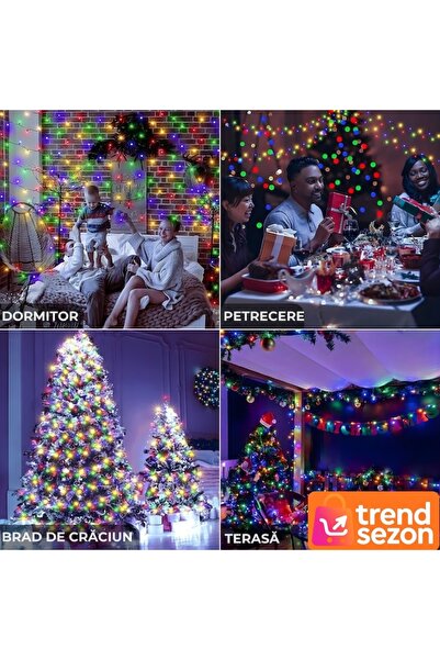 MACVI Ghirlandă luminoasă LED multicoloră, 100 de lumini, 10 metri — Magia Cr...