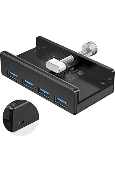 EXCEFORE USB 3.0 Hub Clamp Adapter, Aluminum 4-Port USB Splitter with Extra P...
