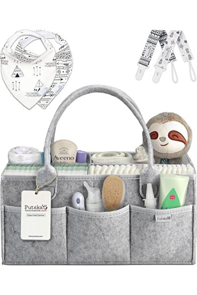 PUTSKA Baby Diaper Caddy Organizer - Nursery Storage Basket for Diaper Statio...