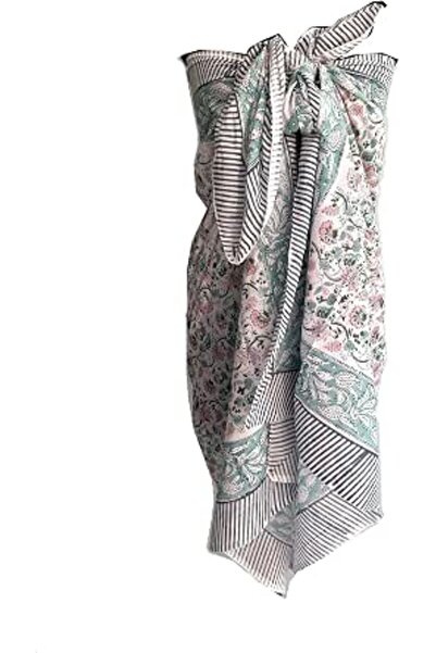 Generic 100% Cotton Block Print Sarong - Women's Swimsuit Wrap Cover-Up, Long...
