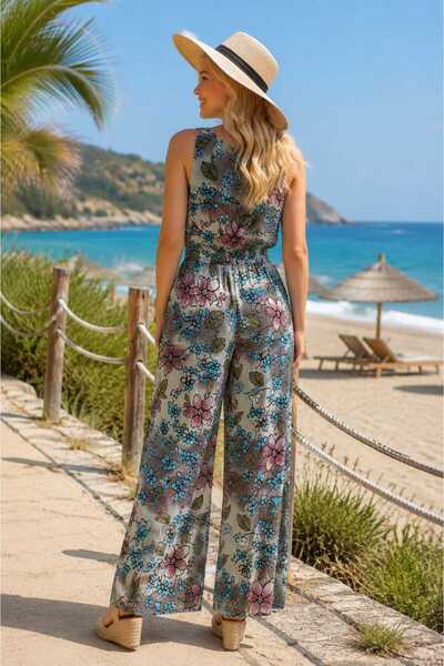 moonra collection Floral Pattern Trend Chiffon Jumpsuit