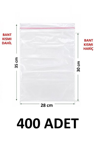 MTKardeşler 400 Pieces 28X30 +5 cm Transparent Nylon Bags with Polyethylene T...
