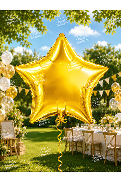 Parti Dükkanı Gold 18 Inch Star Foil Balloon Birthday Party Decoration