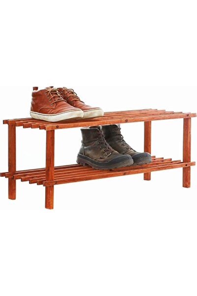 Moment 2 Tier Bamboo Shoe Rack for Closet Free Standing Wood Shoe Shelf Stora...