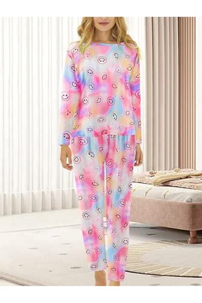 WomenLiss Women Trendy Tie Dye Pajamas 2-Piece Soft Long Sleeve & Pants PJ Se...