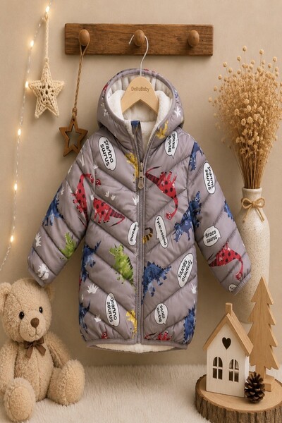 DeKuBaby New Trend Cute Dinosaur Figured Welsoft Eared Hooded Winter Plush In...