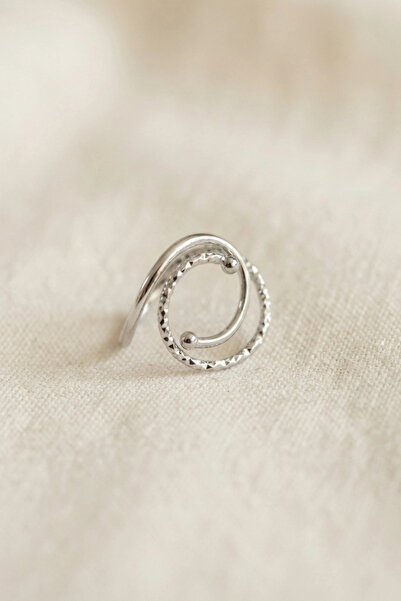 shopwave Silver Color Geometric Double Ring Design Women's Ring