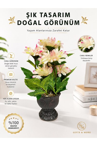 GFSMORE Seta Garden Flower Light Pink Black Vase 33 cm