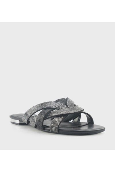 Nine West صنادل نسائية سوداء مزينة