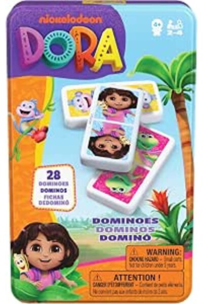 Spin Master Games Dora – Metal Box with 28 Dominoes – Explorers Characters – ...