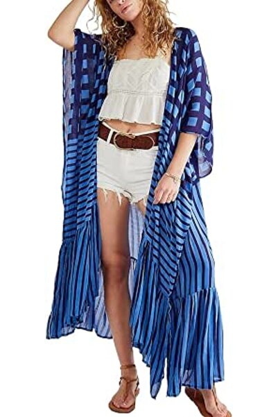 YouKD Summer Long Kaftan Dress Bohemian Roomy Beach Robe Cover Up Plus Size D...