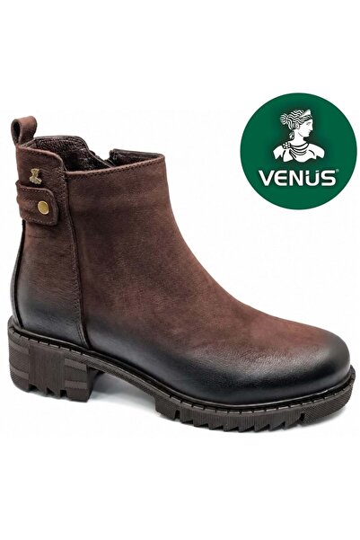 Venüs Limira Genuine Leather Non-Slip Sole Orthopedic Women's Boots Brown