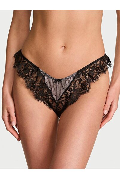 Victoria's Secret Heritage Polka Dot Lace Flounce Brazilian Panties