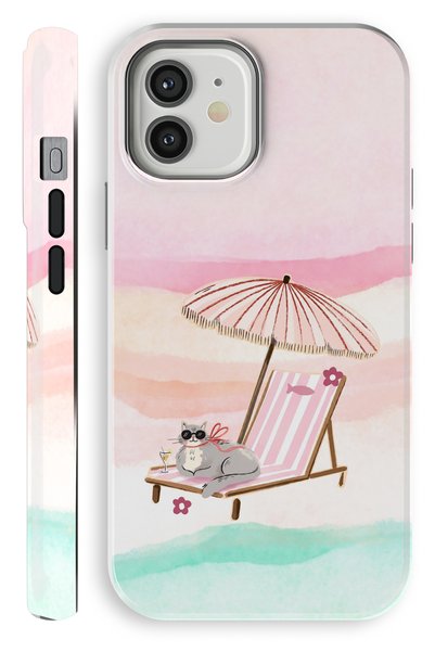 WANNA PROTECT (Magsafe) iPhone 12 Pro Beach Cat Double Layer Glossy Protect P...