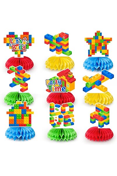 Generic Building Block Honeycomb Centerpieces, 9pcs Brick Themed Birthday Dec...