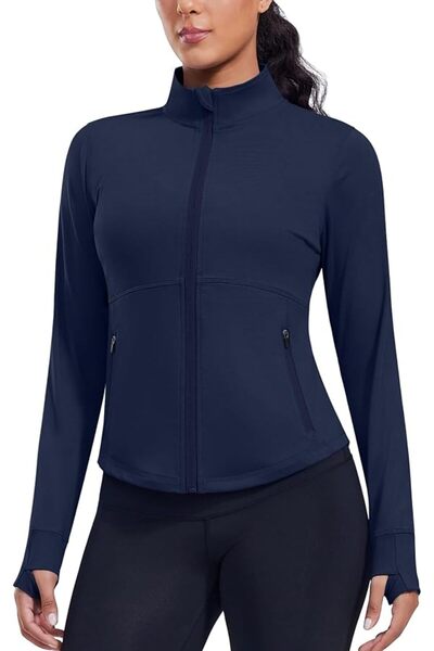 GENERAL PINSPARK Women's Cropped Workout Jacket Lightweight Full Zip Running ...
