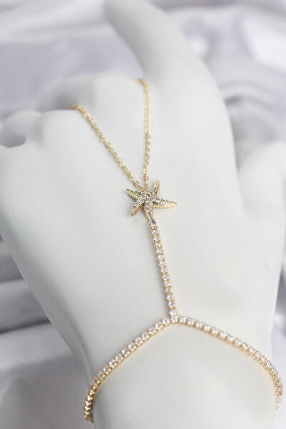 SORA GROUP Gold Color Brass Zircon Stone Sea Star Model Shahmeran