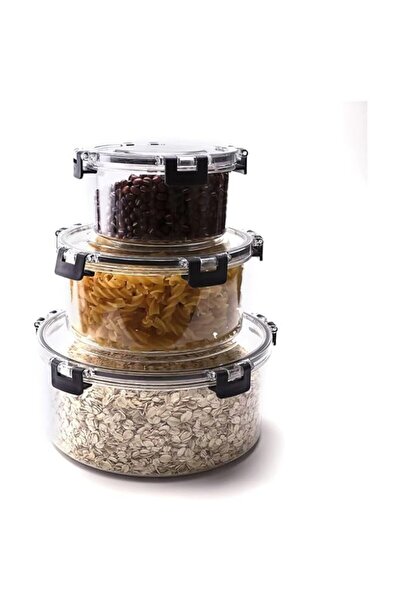 Generic Food Storage Containers Set of 3 – Moisture-Proof Sealed Plastic Roun...